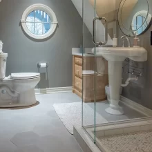 Bathroom with Vanity and Toilet and Shower