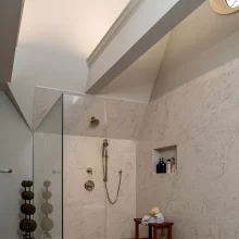 Spacious Walk In Shower with Tiled Walls